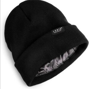 BLACK UNISEX SATIN LINED (winter) BEANIE HAT (BRAND NEW)